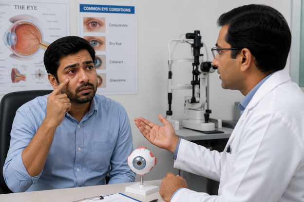 patient with eye infection